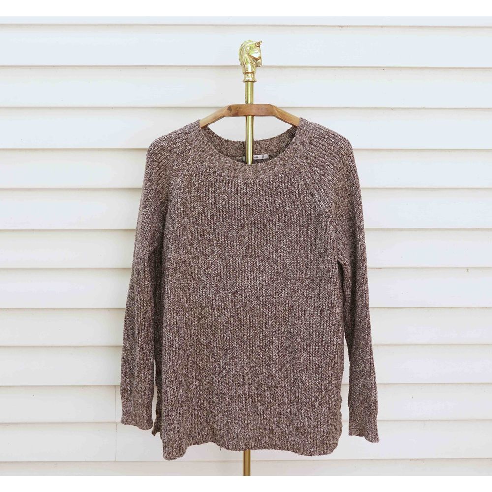 Pink Clover Purple White Knit Button Detail Sweater